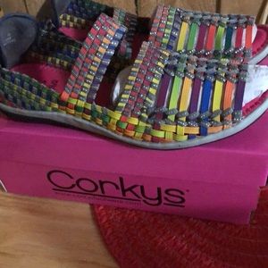 Never worn Corkys colorful sandals (size10)